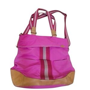 FOSSIL Pink Key-Per Nylon Canvas Tote Bag Large